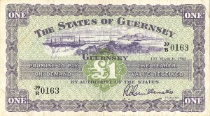 Guernsey - 1 Pound - P-43b - 1959 dated Foreign Paper Money